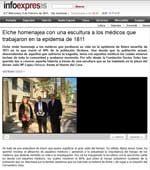 Elche homenajea con una escultura a los médicos que trabajaron en la epidemia de 1811